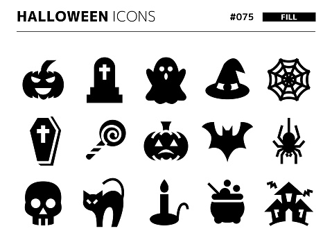 Fill style icon set related to halloween_075