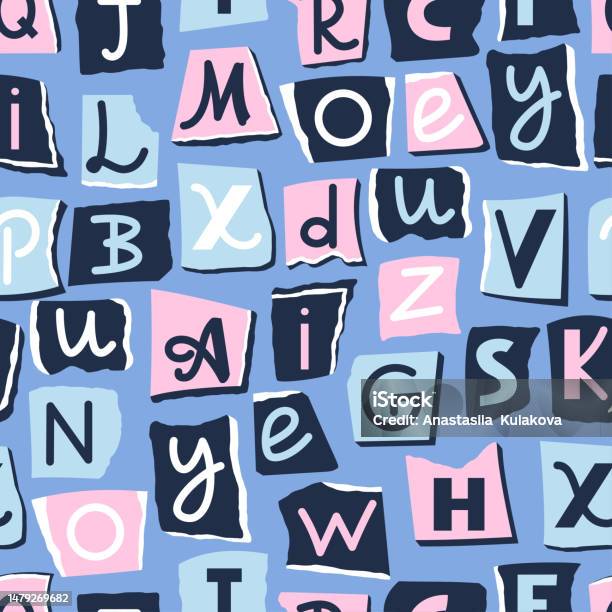 Paper Letters Images Pattern With Paper Cut Letters Stock Illustration - Download Image Now ...