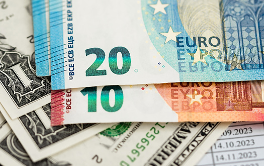 Paper money euro dollar banknotes