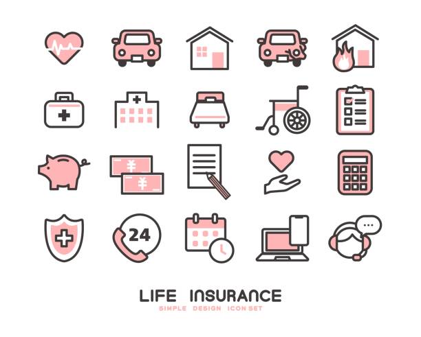 illustrazioni stock, clip art, cartoni animati e icone di tendenza di materiale di illustrazione vettoriale dell'icona dell'assicurazione sulla vita / infortunio / ospedalizzazione / auto / incidente stradale - auto accidents symbol insurance computer icon