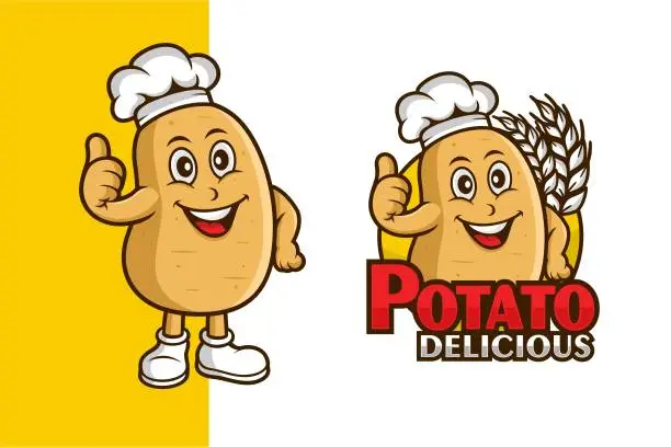 Vector illustration of Potato delicious mascot logo design cartoon character