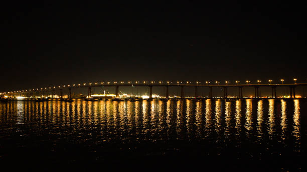 Free Stock Photo of Long Bridge Over Water at Night | Download Free ...