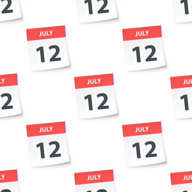 Vector illustration of July 12 - Daily Calendar seamless pattern