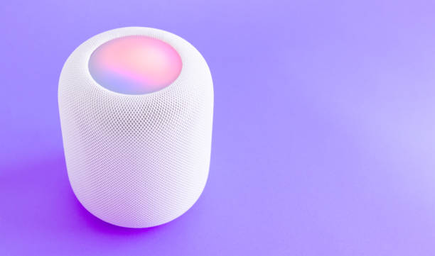 istock Modern music speaker on purple background 1479277736