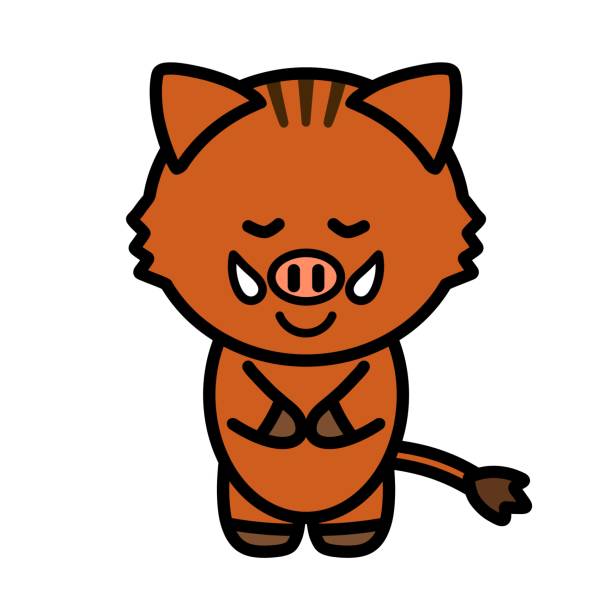 a bowing boar It is an illustration of a bowing boar. bowing cartoon stock illustrations