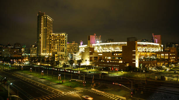 istock City skyline illuminated at night, Petco Park stadium 1479278503
