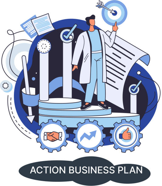 istock Action business plan, development strategies, foreseeing market risks. Company success secret 1479279873