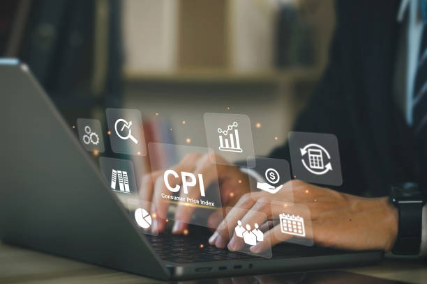 istock CPI, consumer price index symbol. Businessman working on laptop computer with virtual screen CPI icons, Food inflation, and crisis. Finance and Economy. consumer price index concept. 1479280303