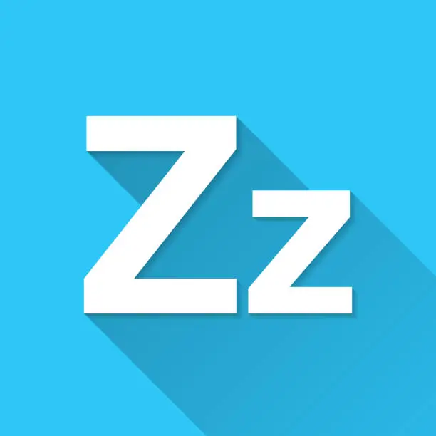 Vector illustration of Letter Z - Uppercase and lowercase. Icon on blue background - Flat Design with Long Shadow