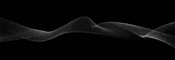 illustrations, cliparts, dessins animés et icônes de onde de particules. concept d’arrière-plan d’onde numérique. contexte technologique abstrait. visualisation big data. illustration vectorielle. - trame points