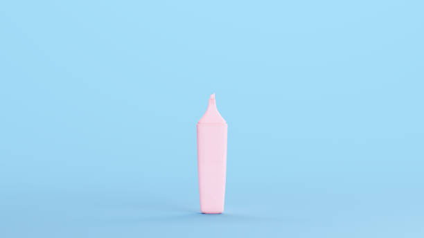 istock Pink Highlighter Pen Fluorescent Marker Office Stationary Kitsch Blue Background 1479282356