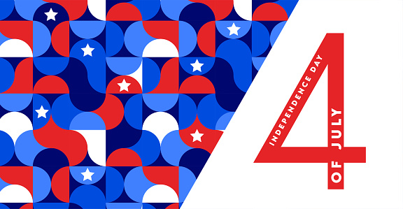 USA day banner design for independence day. 4th july. Abstract geometric banner for the national day of USA in shapes of red and blue colors. USA flag theme background. promotion and ad web banner
