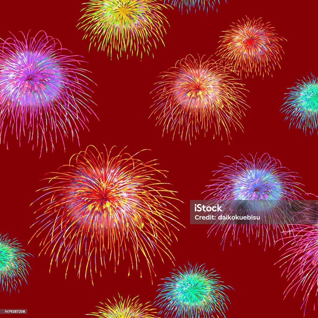 Japanese Firework Pattern Japanese Style Traditional Fireworks Seamless Pattern Stock ...