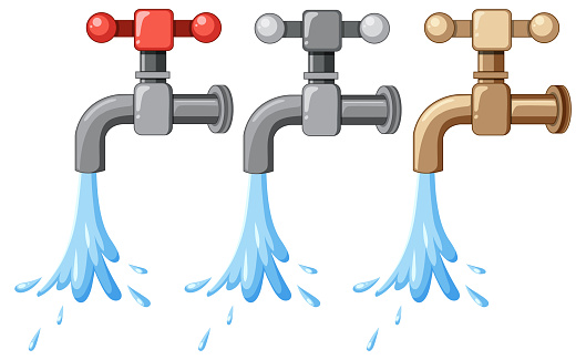 Different water taps collection illustration