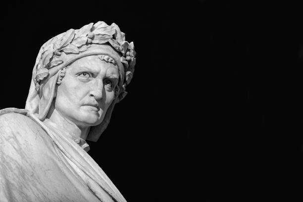 Dante Alighieri, the greatest italian poet (Black and White with copy space) stock photo