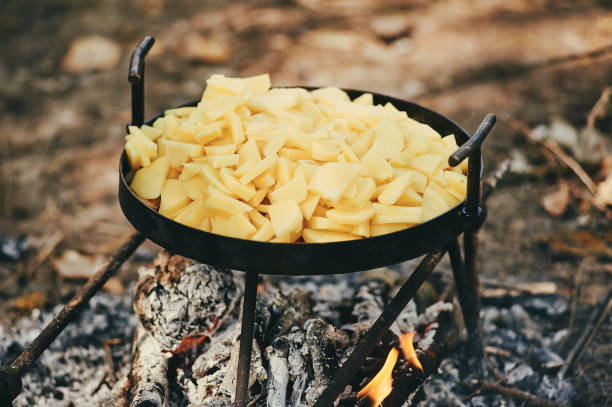 istock fried potatoes in a skillet cooked on a campfire in the forest, camping 1479292444