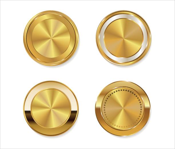 istock Collection of golden badges and labels retro style 1479297343