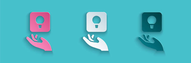 istock Paper cut Light bulb with concept of idea icon isolated on blue background. Energy and idea symbol. Inspiration concept. Paper art style. Vector 1479301485