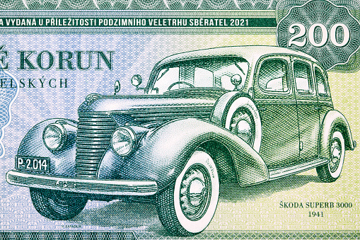 Old car from Czechoslovak money - koruna