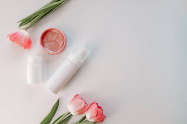istock Cosmetics and eye patches on a white background, space for your text 1479310013