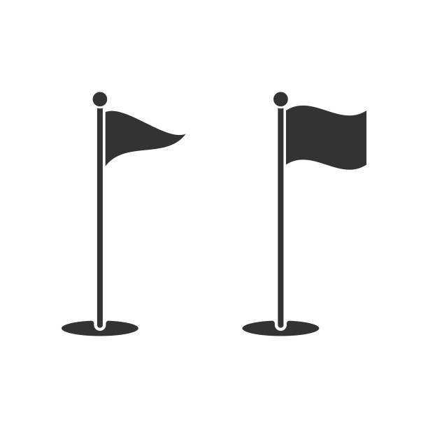 골프 플래그 아이콘 벡터 디자인입니다. - golf flag putting green sport stock illustrations