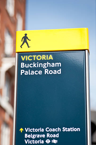 istock Buckingham palace road sign in London, UK 147931448