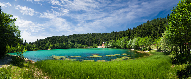 Beautiful lake in the mountain. Savsat Karagol Sahara National Park. Artvin, Turkey