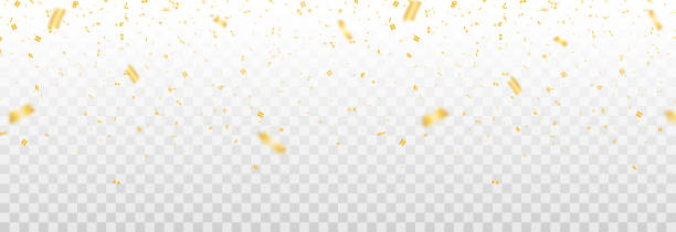 istock Vector confetti. Golden tinsel, confetti fall from the sky on a transparent background. Shiny confetti. Holiday, birthday. 1479320061