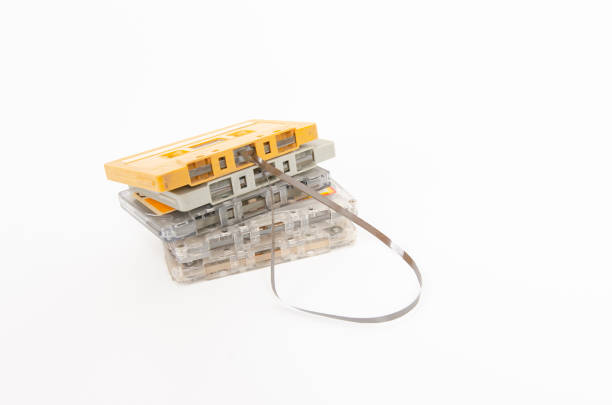 An old cassette tape on a white background