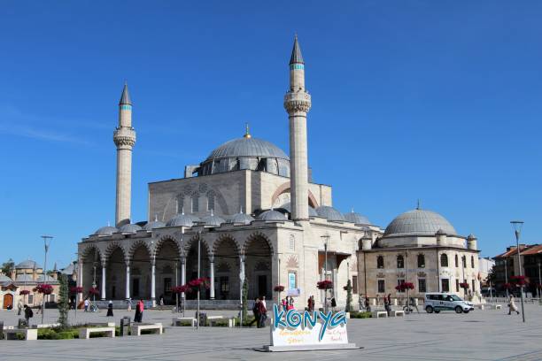 Sultan Selim Mosque is located in Konya, Turkey. Konya, Turkey - May 14, 2019: Sultan Selim Mosque. Konya Sultan Selim Mosque was built in the 16th century during the Ottoman period. On the right side of the mosque is the Yusuf Aga Library. konya stock pictures, royalty-free photos & images