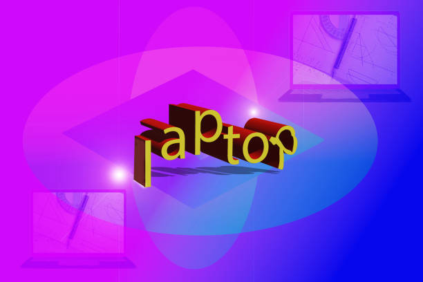 concept of laptop with the written on the colored back ground