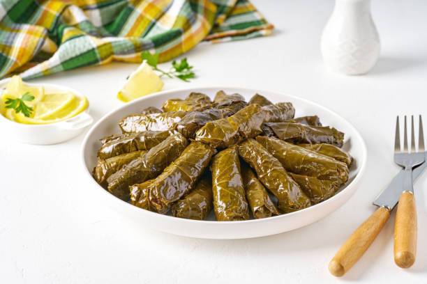 istock Stuffed grape leaves . Traditional caucasian, mediterranean and middle eastern cuisine 1479327927