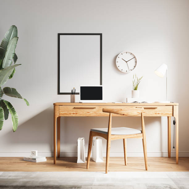 istock Nordic Home Office Interior Wall Mockup Frame Mockup 1479330253