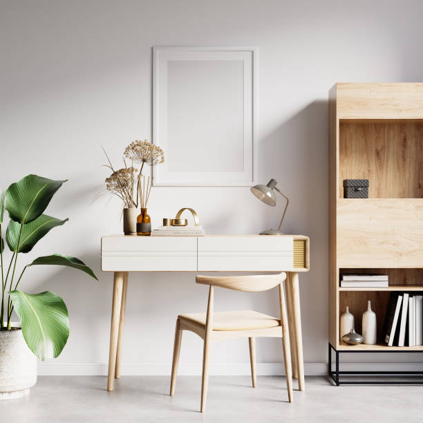 istock Nordic Home Office Interior Wall Mockup Frame Mockup 1479330283