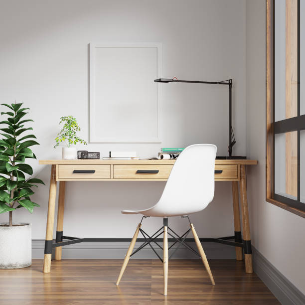 istock Nordic Home Office Interior Wall Mockup Frame Mockup 1479330290