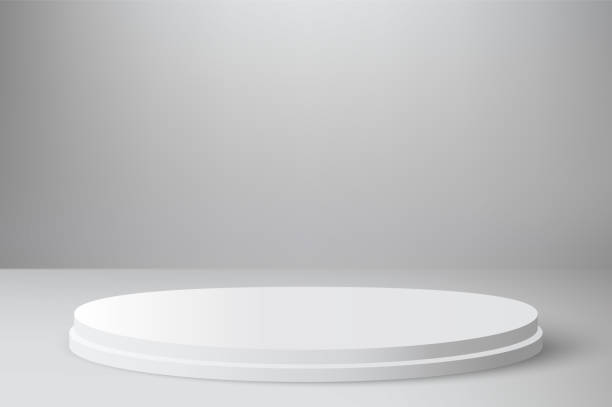 istock White round stepped empty podium. Pedestal. A stage to showcase or promote a product. 1479330685