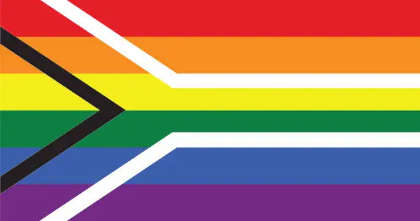 Vector illustration of LGBT South africa rainbow nation flag