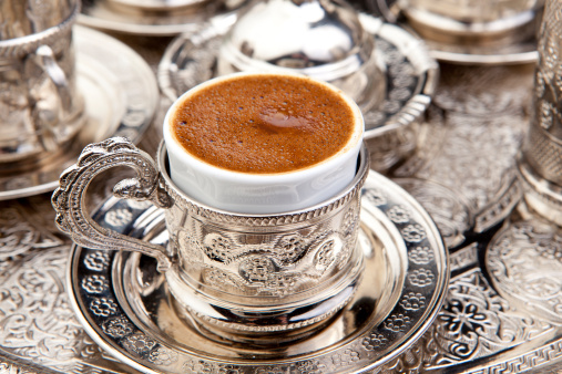 Turkish coffee prepared the Ottoman traditional way.