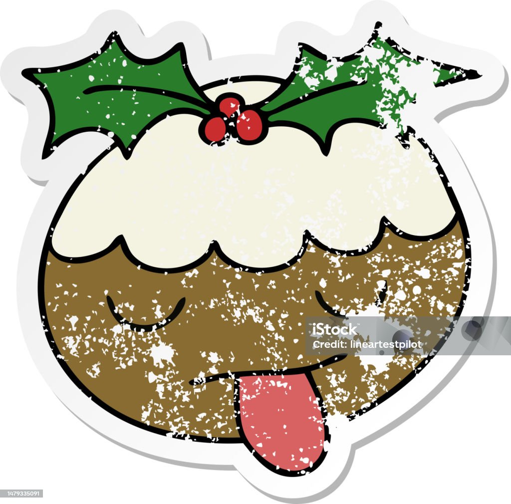 Nhãn Dán Đau Khổ Của Một Chiếc Bánh Pudding Giáng Sinh Hoạt Hình ...