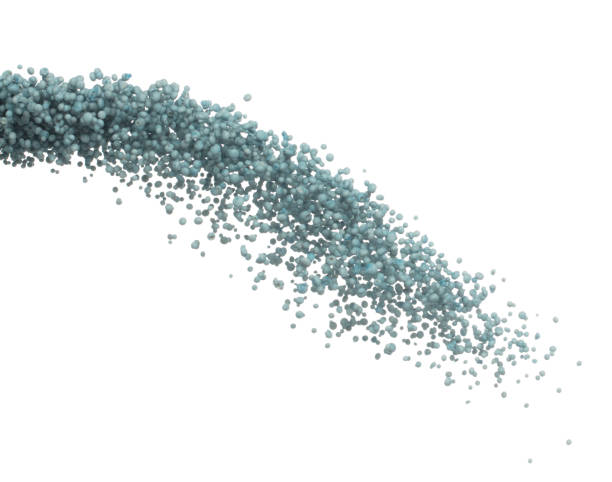 istock Fertilizer blue chemical accelerate growth fly fall explosion, many tiny ball fertilizer for planting float throw in mid air. White background isolated high speed freeze motion 1479335475