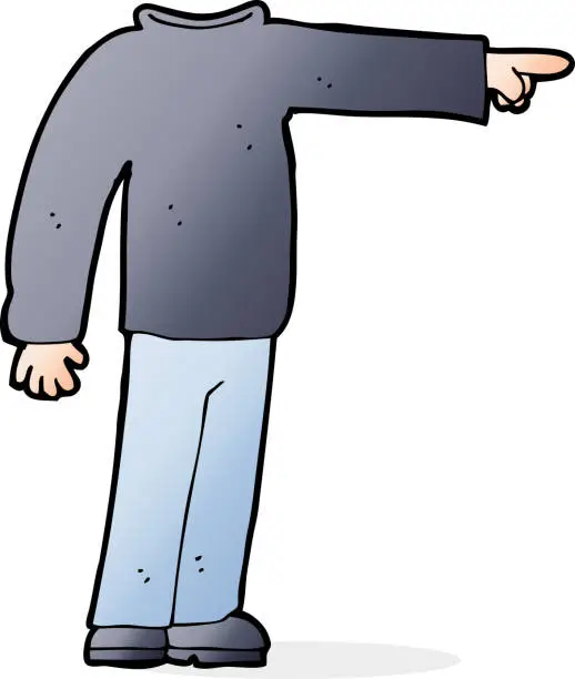 Vector illustration of cartoon headless man pointing