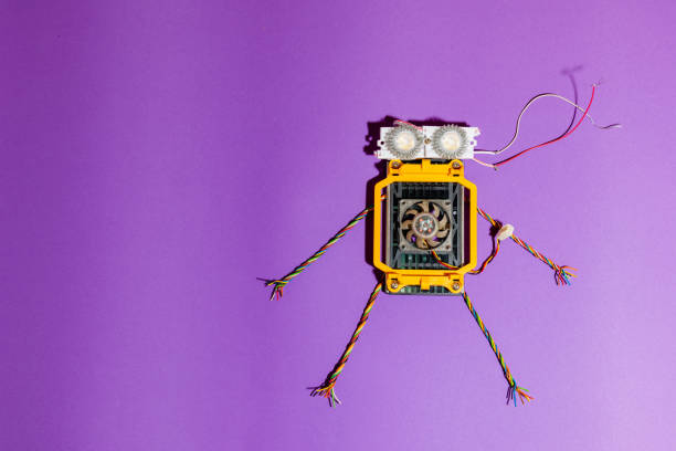 istock Stem robot flat lay on the purple background.Robotics and electronics. DIY robotics. STEM education for kids.Science, technology, engineering, mathematics concept.Copy space. 1479336856
