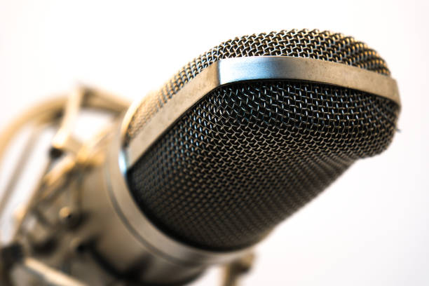 istock Silver studio condenser microphone isolated on white background stock photo 1479338629