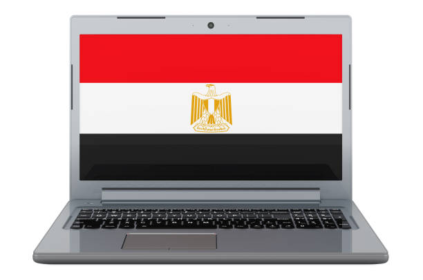 Silhouette of Egypt with flag