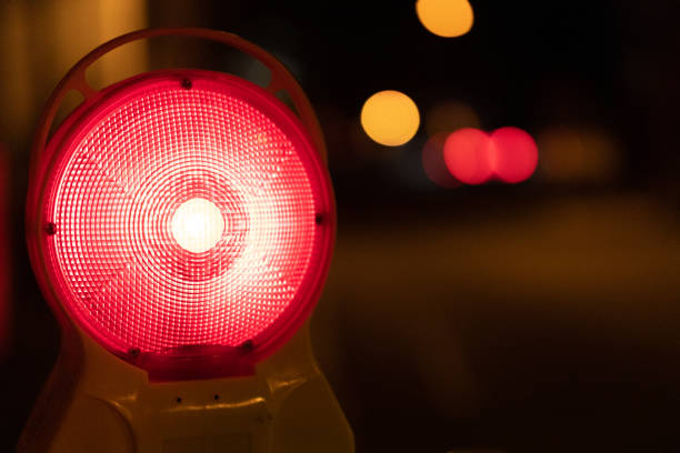 istock Selective focus shot of the red warning lamp burning at night 1479340586