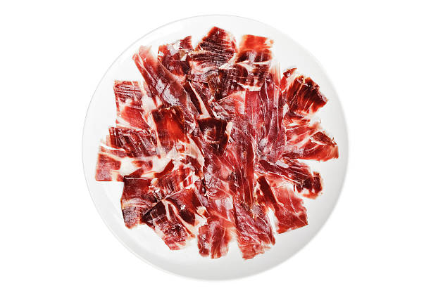 rebanadas de jamón iberican - serrano chilli pepper meat ham spain fotografías e imágenes de stock