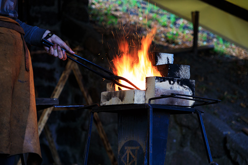 Blacksmith at work. Process of manufacture. Smithcraft