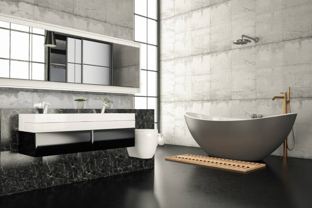 istock Loft Bathroom Interior with Concrete Walls 1479343600