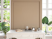 Empty Beige Wall with Home Accessories