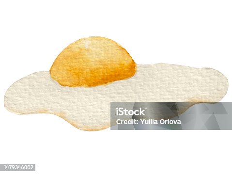 istock Watercolor illustration, fried egg isolated on white background. 1479346002